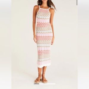 Z Supply Crochet Knit Multi-Color Midi Dress